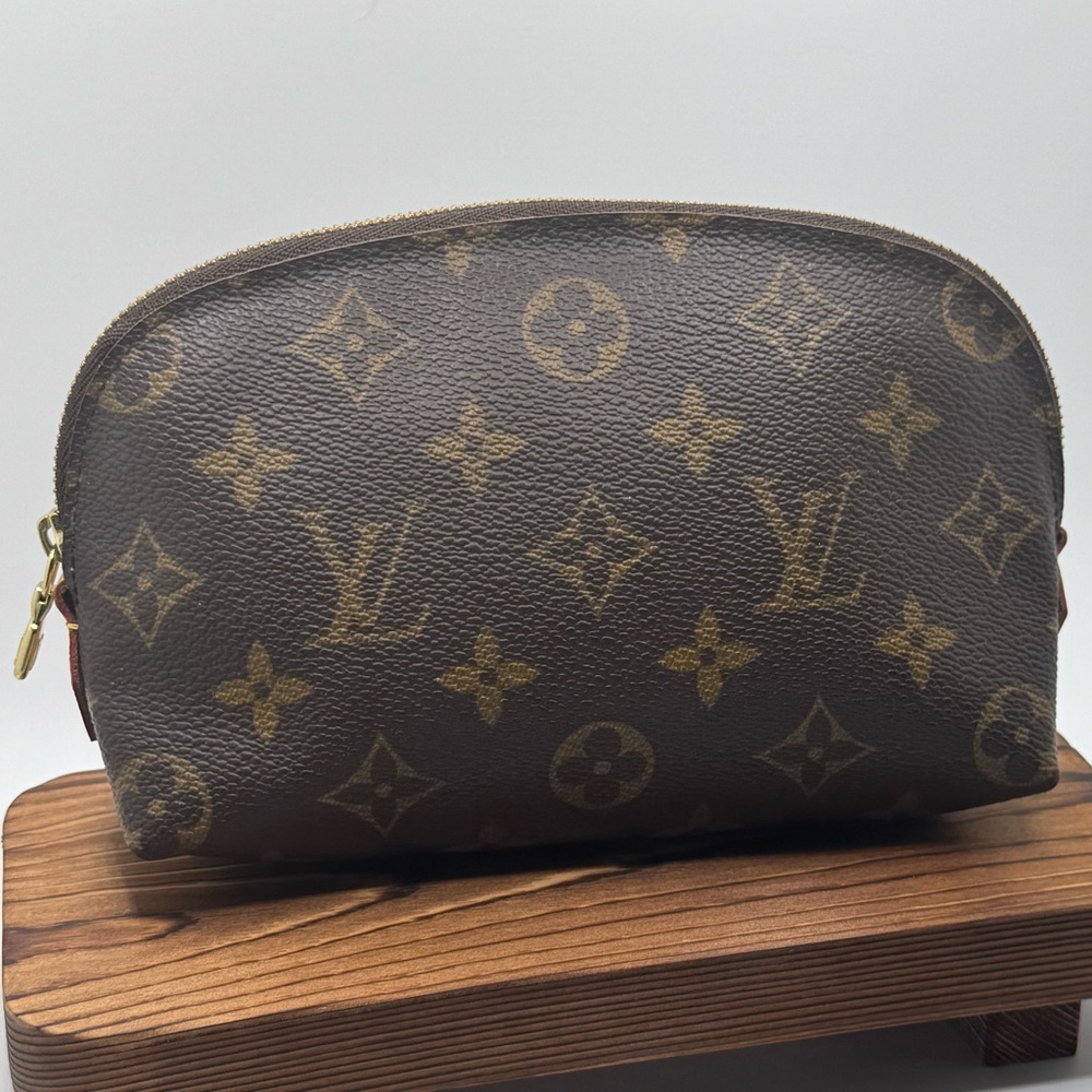 Louis Vuitton Small Monogram Pouch Brown Pochette Cosmetic Bag